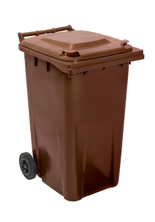 240L Two Wheel Plastic Bin – Brown